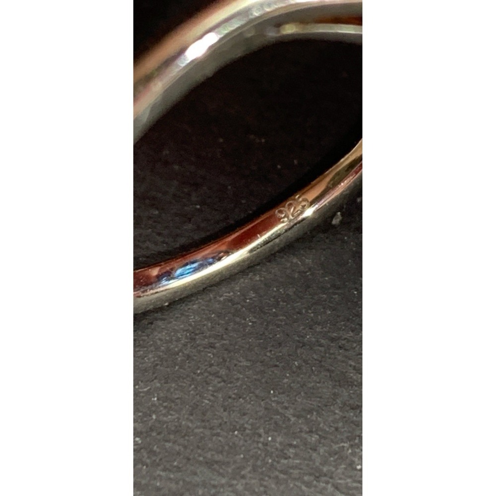 Lab Blue Spinel Ring w/ Natural Black Spinel Rhodium 925 Sterling Silver Sz 5.75 - Picture 5 of 8